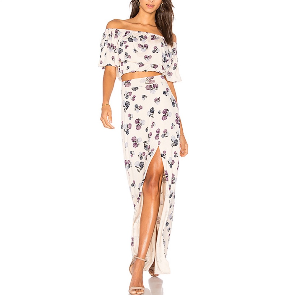 Revolve Clayton Sarah Skirt in Creme Rosette